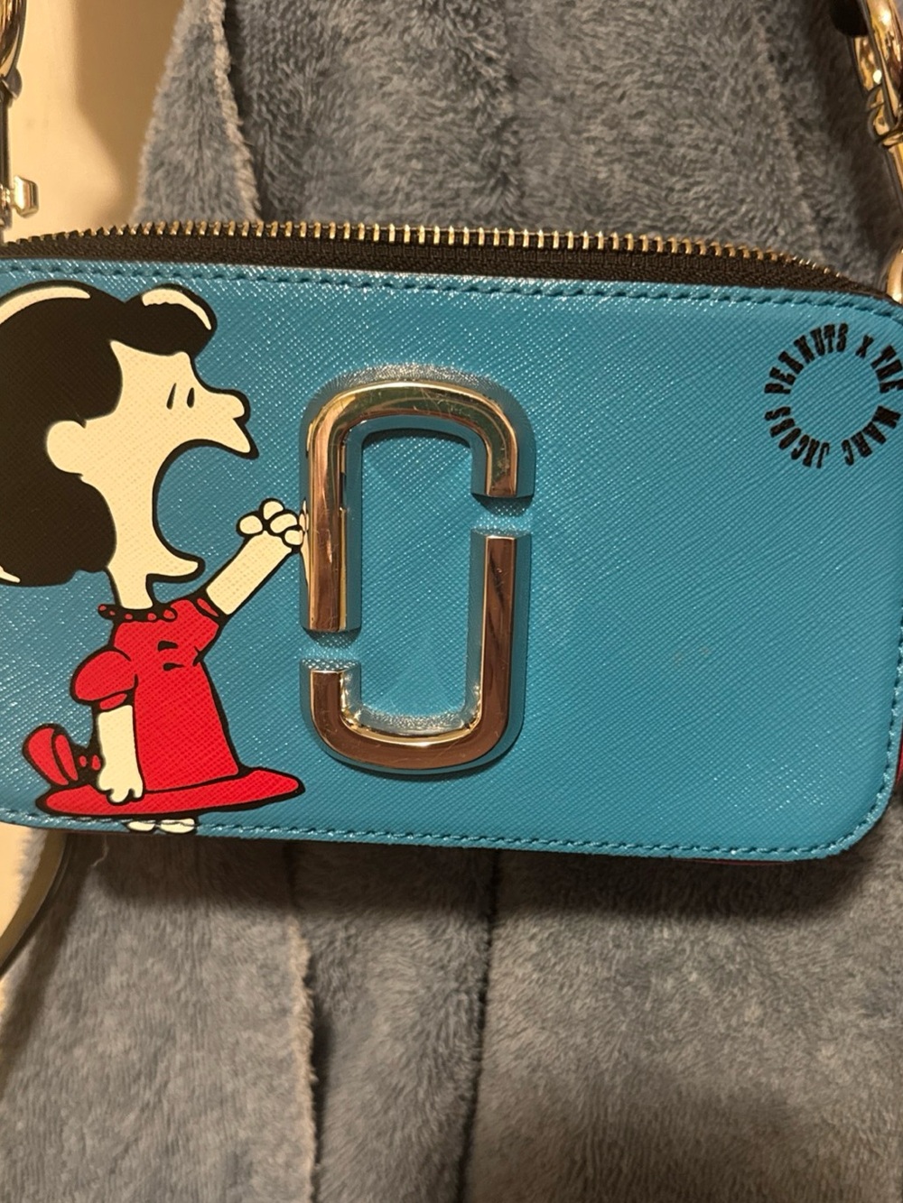 Marc Jacobs Turquoise Leather Snapshot Crossbody with Lucy from Peanuts